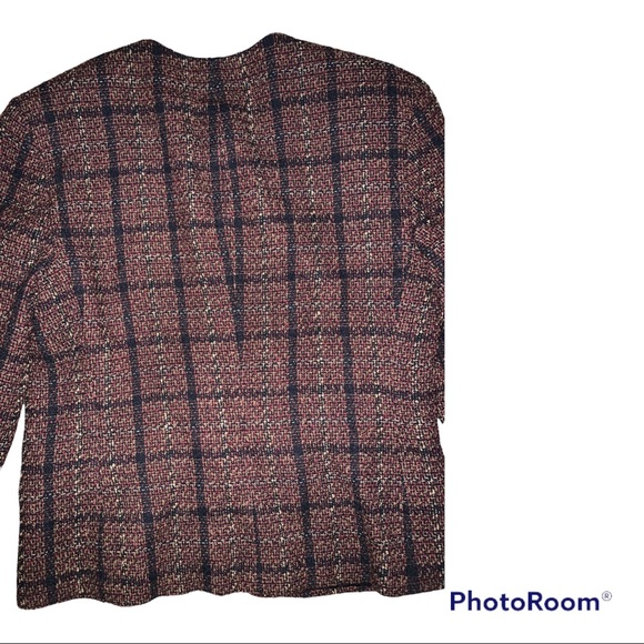 Rena Rowan Wool Blend (Brown, black, and cream) Blazer Size 12. - Picture 3 of 10